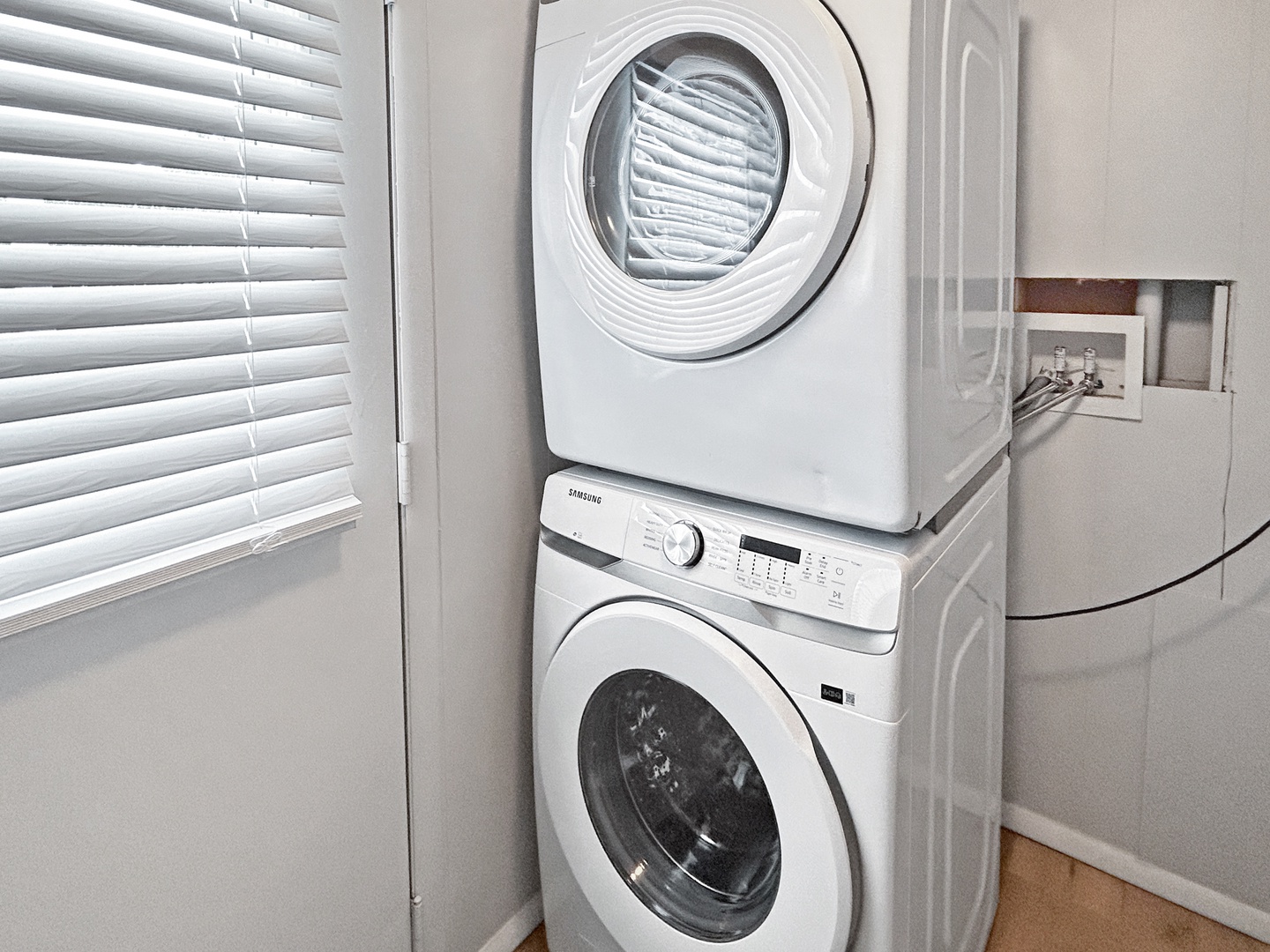 Enjoy easy laundry with your in-unit Samsung washer and dryer stack.