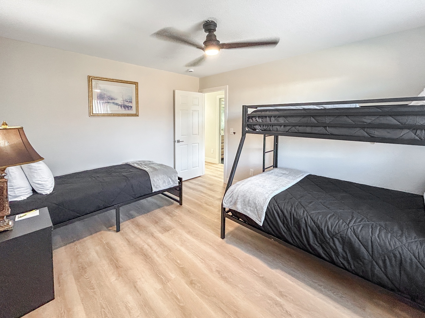 Your comfortable bedroom is perfect for families or groups needing flexible sleeping arrangements.