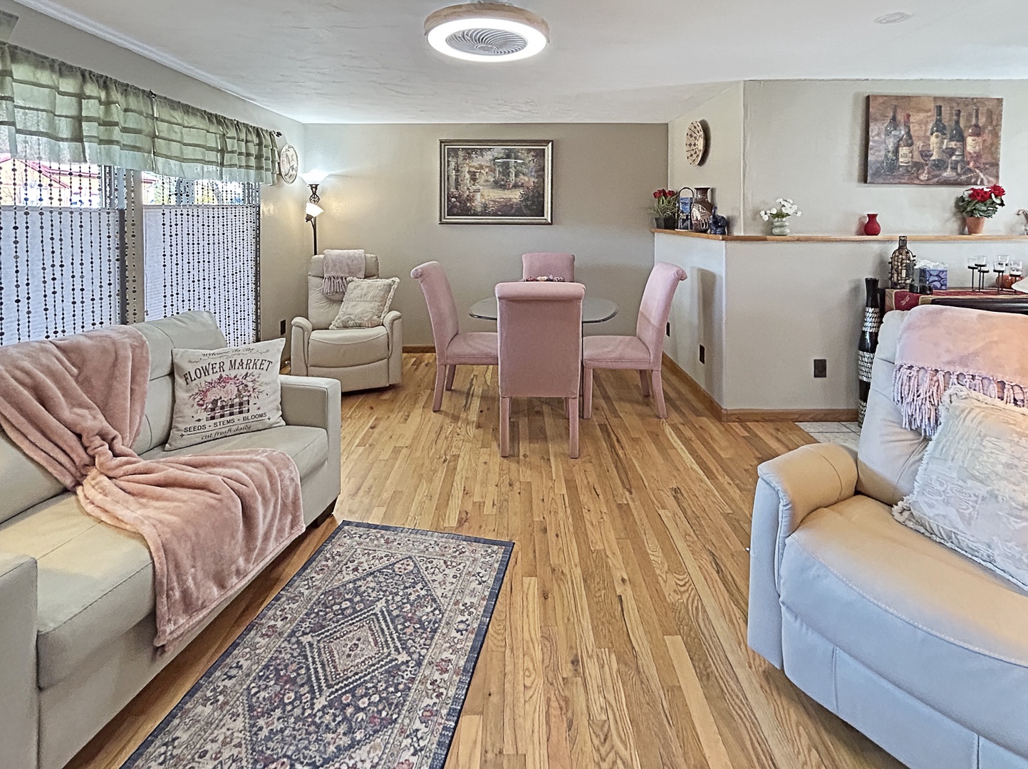 Relax in a bright, open space with plush comfort.