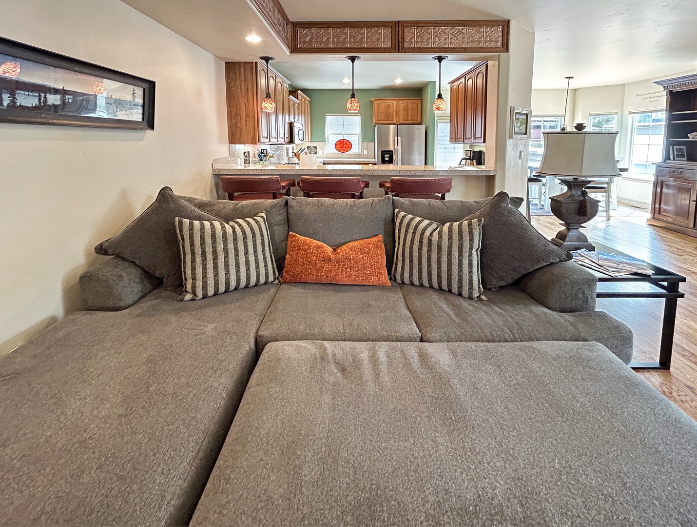Sink into this plush sectional sofa.