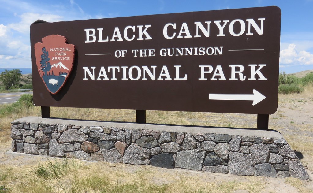 Black Canyon of the Gunnison National Park entrance sign marking the scenic natural landmark near the property.