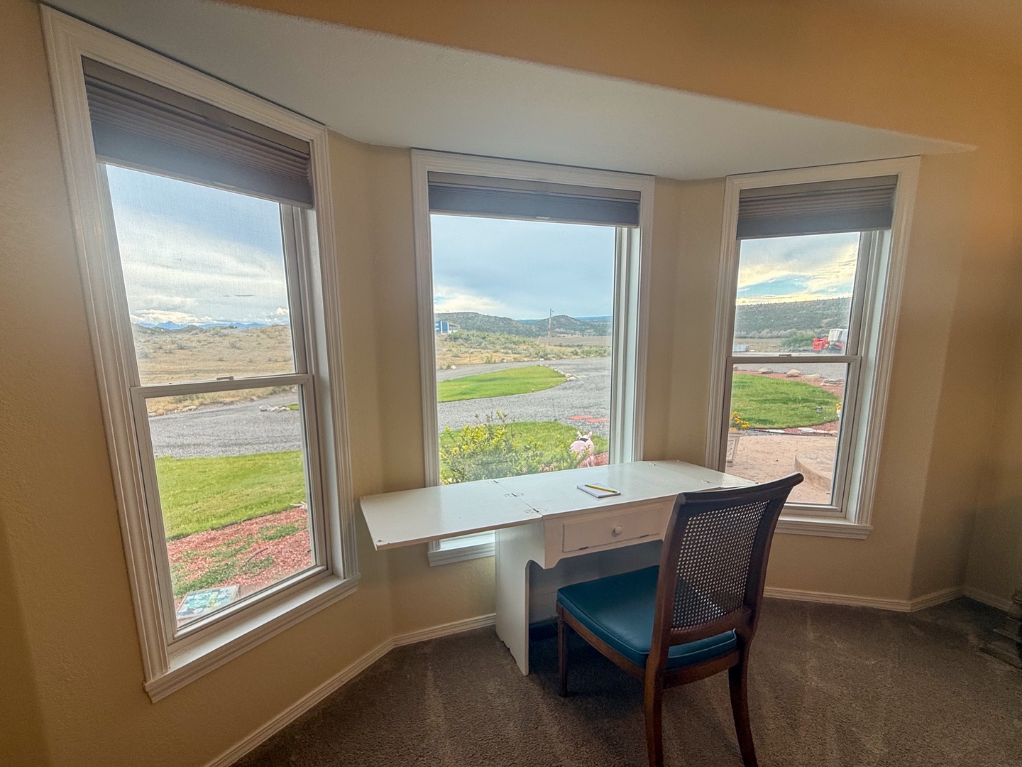 Your dedicated workspace with peaceful mountain views