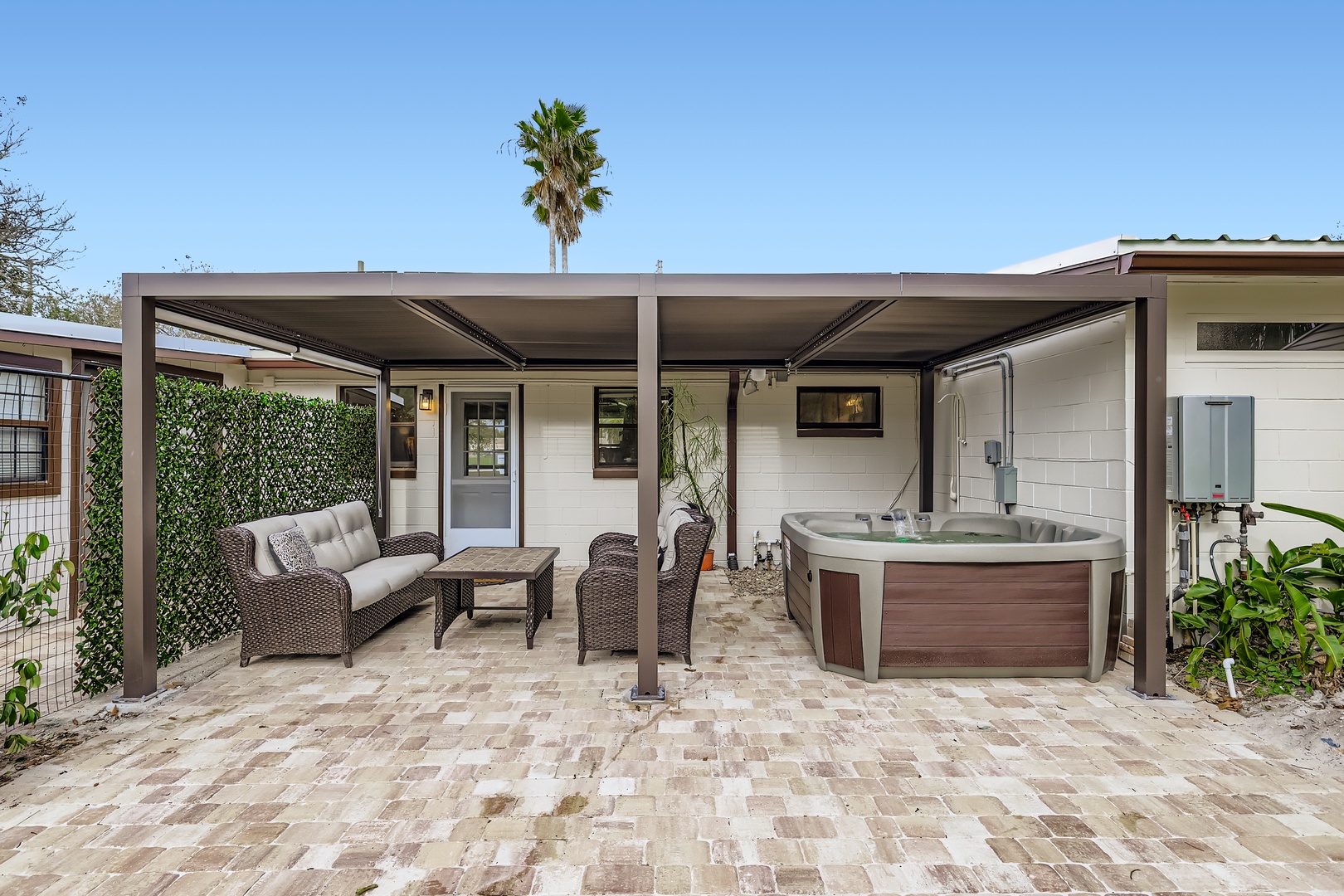 Relax in your private covered patio.