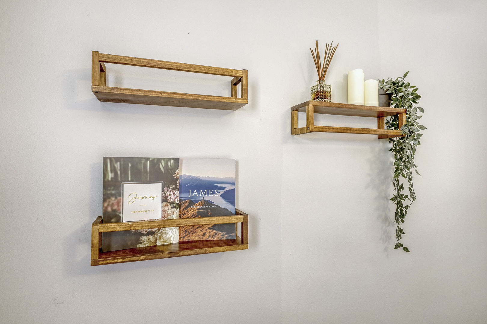 Modern farmhouse shelves inspirational books