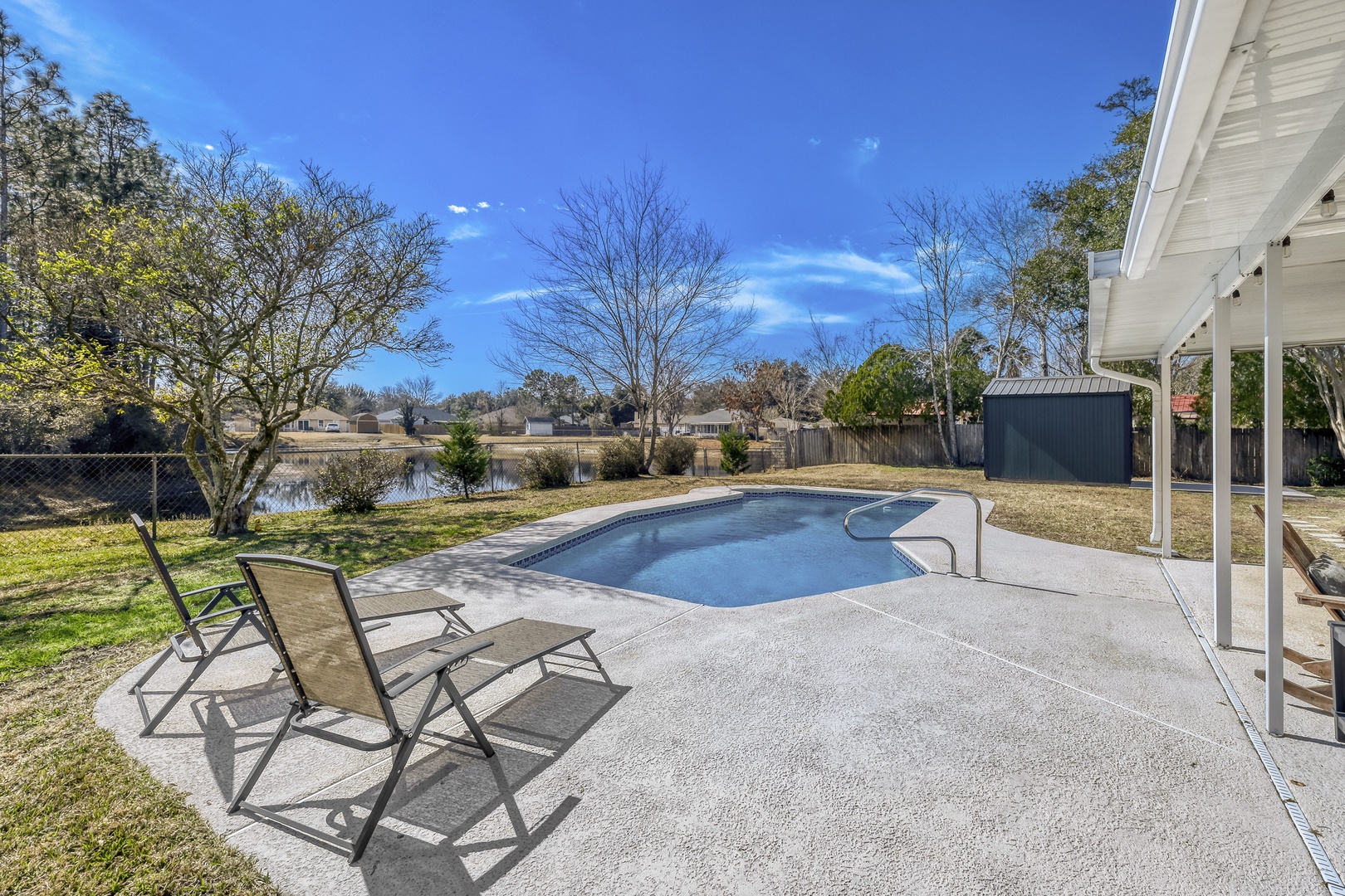 Retreat with private pool and lakefront views