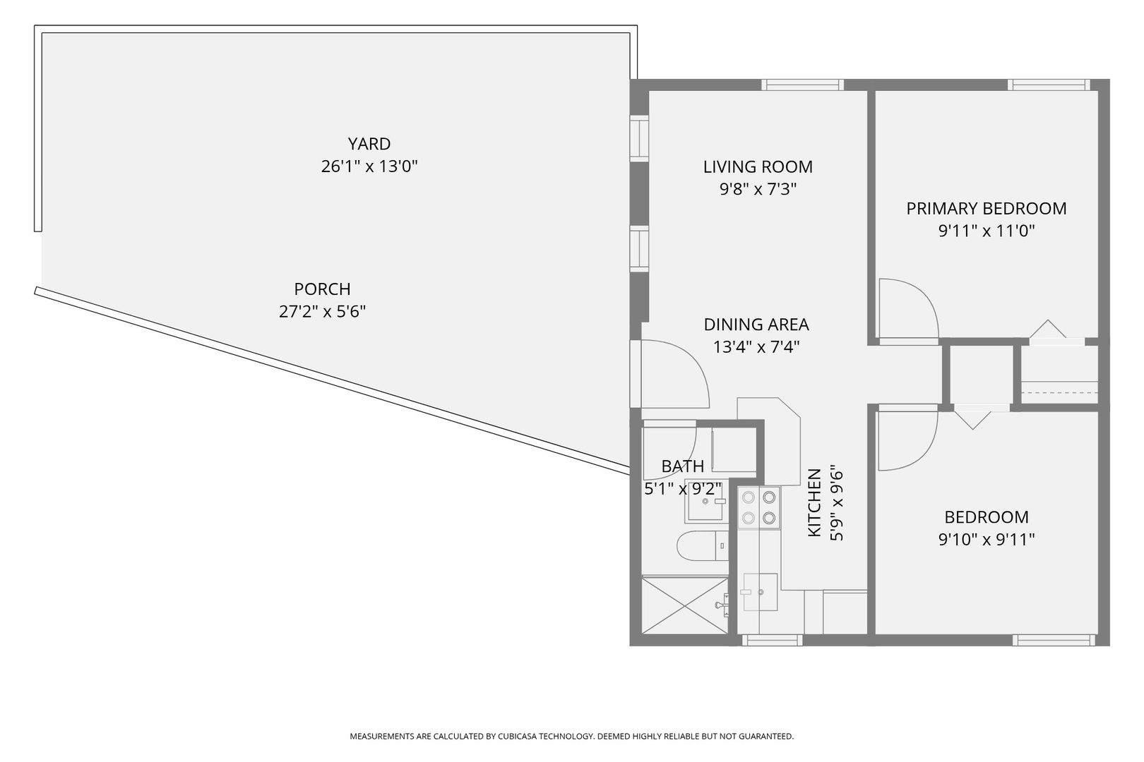 Floor plan of the 2-bedroom guest suite: 2 queen beds plus queen sleeper
