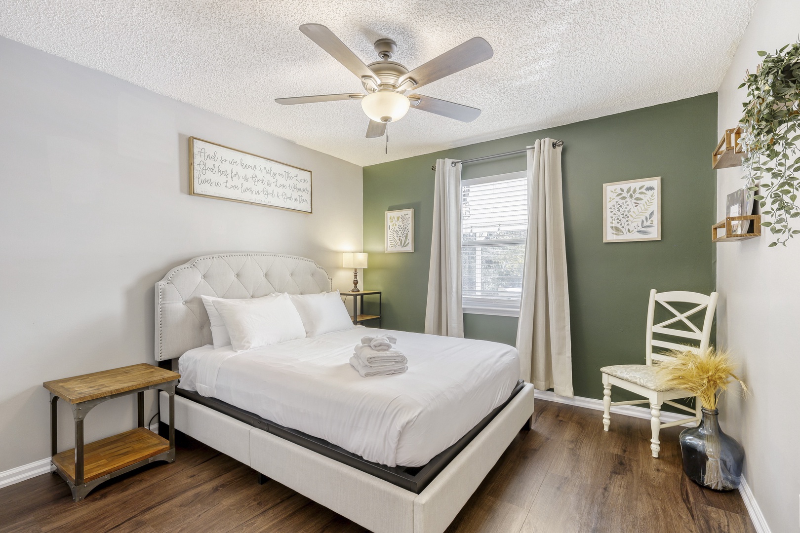 Cozy bedroom inspirational accent wall