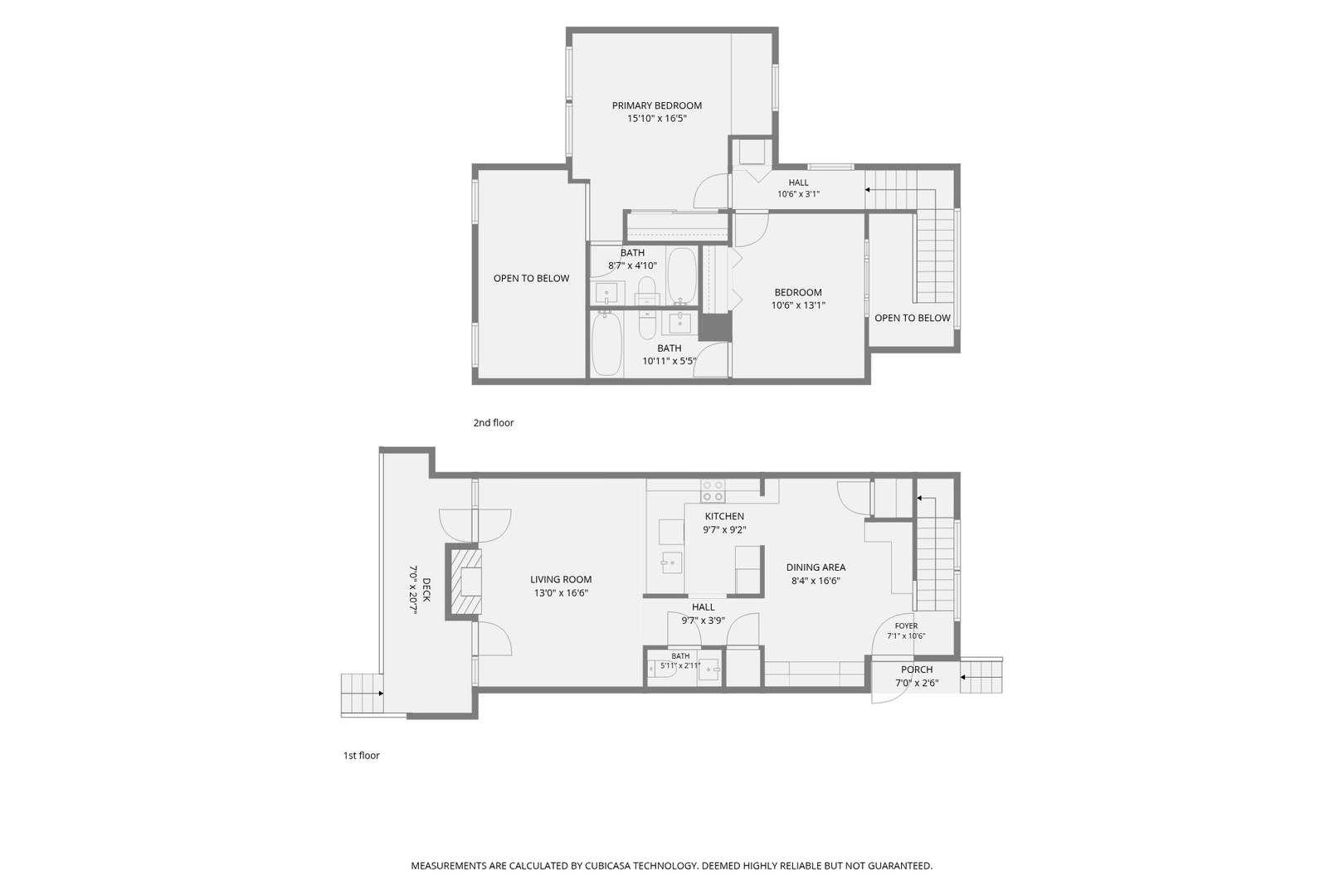 Two-level floor plan showing room layout and dimensions