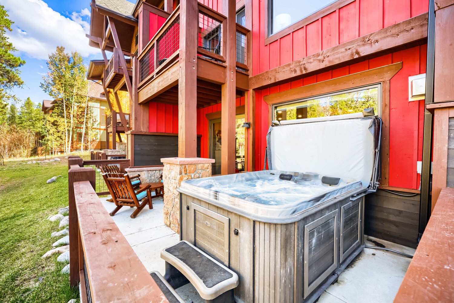 Soak away your cares in your private hot tub on the patio, surrounded by mountain views and fresh alpine air.