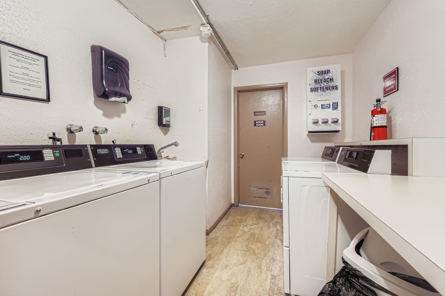Well-equipped laundry facility with commercial-grade washers and dryers, plus convenient vending for detergents and supplies.
