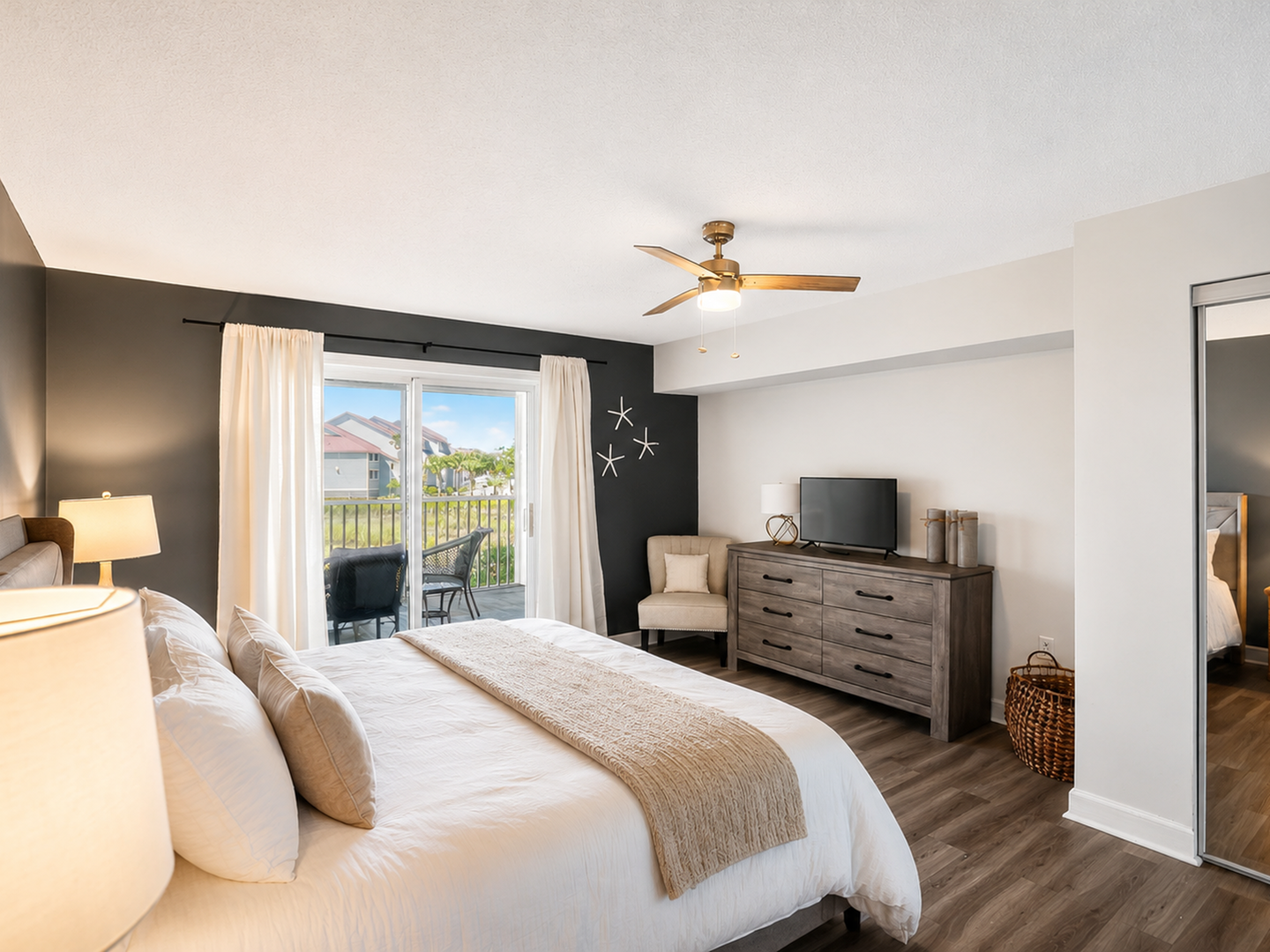Primary Bedroom - King Bed With Ensuite Bathroom and Balcony Access