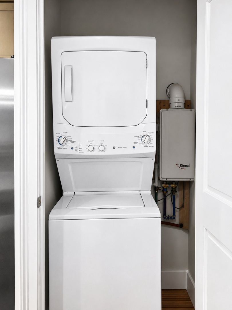 Your private laundry closet keeps your clothes fresh with a convenient washer-dryer combo right in your space.