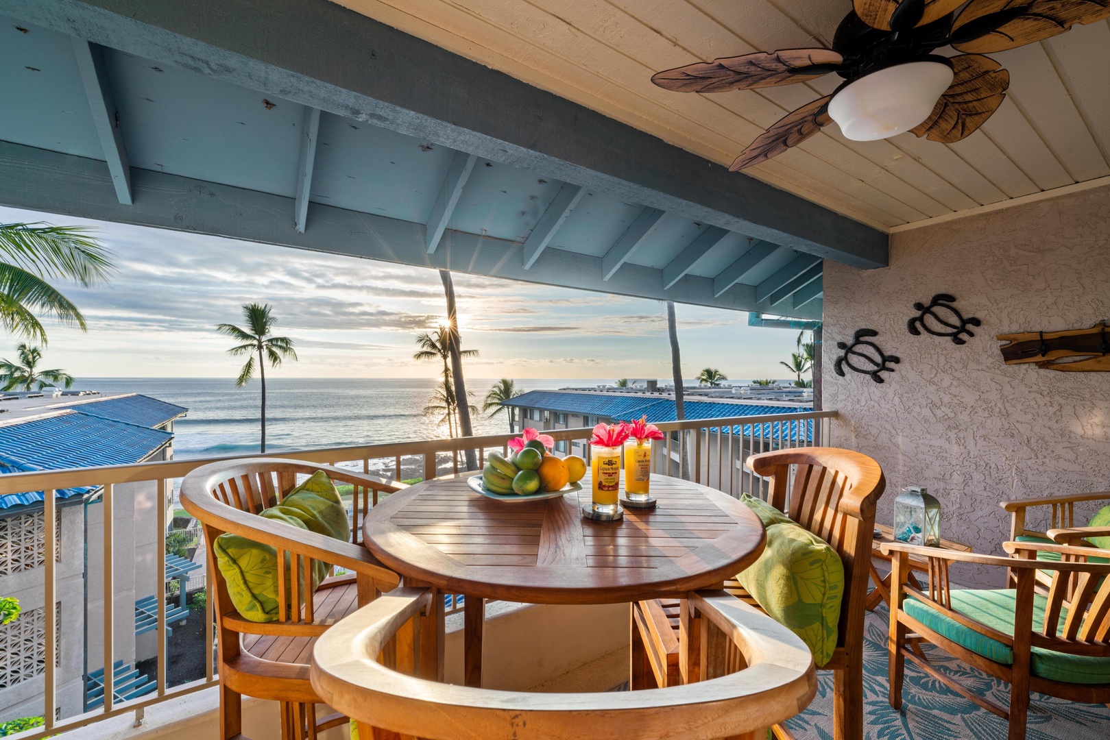 Step out onto your private oceanfront lanai and savor tropical mornings and spectacular sunsets with sweeping sea views framed by swaying palms and soft coastal breezes.
