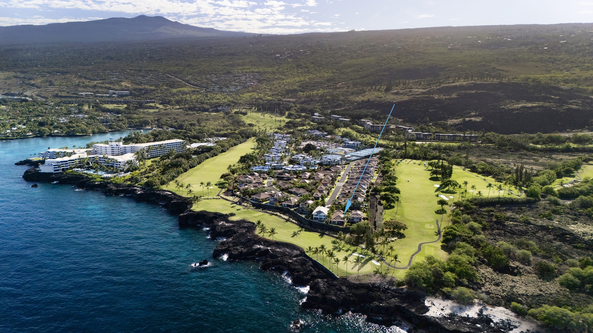 Stunning oceanfront resort community nestled between pristine coastline and rolling volcanic mountains on Hawaii's Big Island.