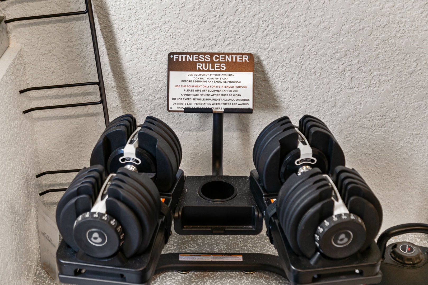 Stay on track with your fitness routine using adjustable dumbbells ready for your next workout—perfect for strength training on your own schedule.