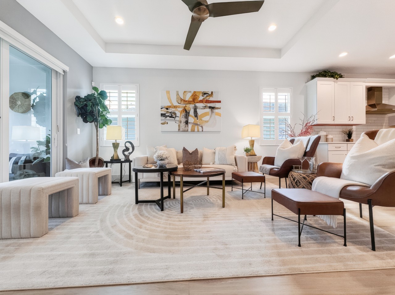 Sink into plush seating and modern comfort in your airy living space, where natural light and thoughtful design create the perfect retreat after your daily adventures.