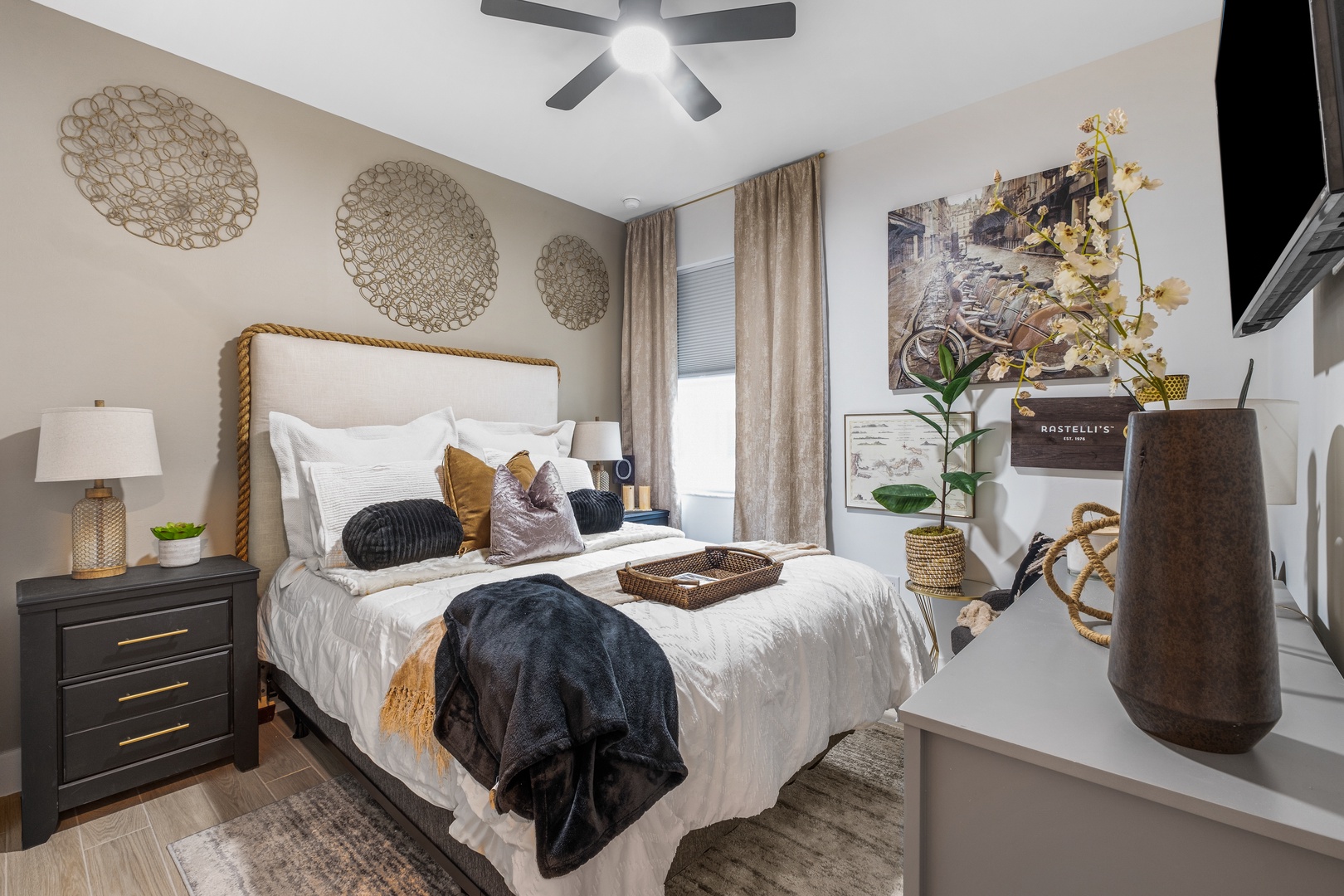 Sink into crisp white linens and plush pillows in your beautifully appointed bedroom, complete with thoughtful touches and natural light.