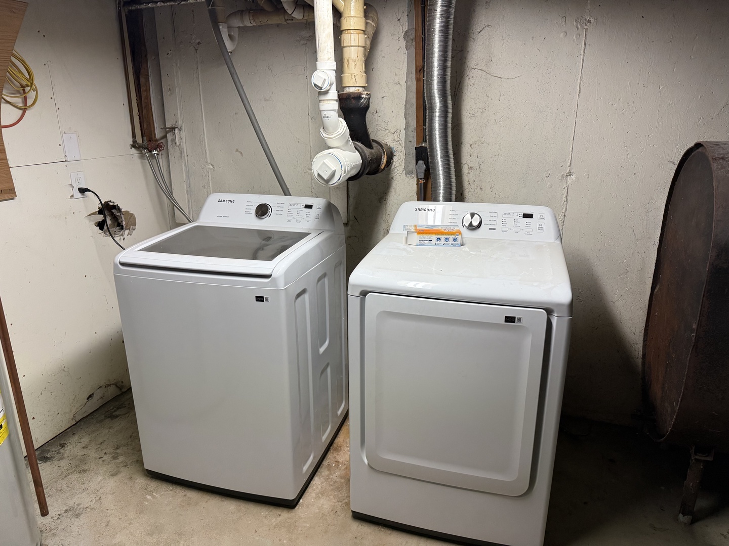 Your laundry needs are covered with this full-size washer and dryer set, conveniently located for easy access during your stay.