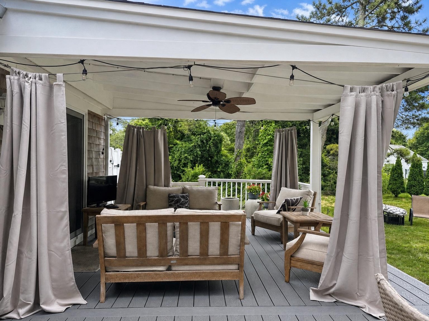 perfect retreat for morning coffee or evening conversation.