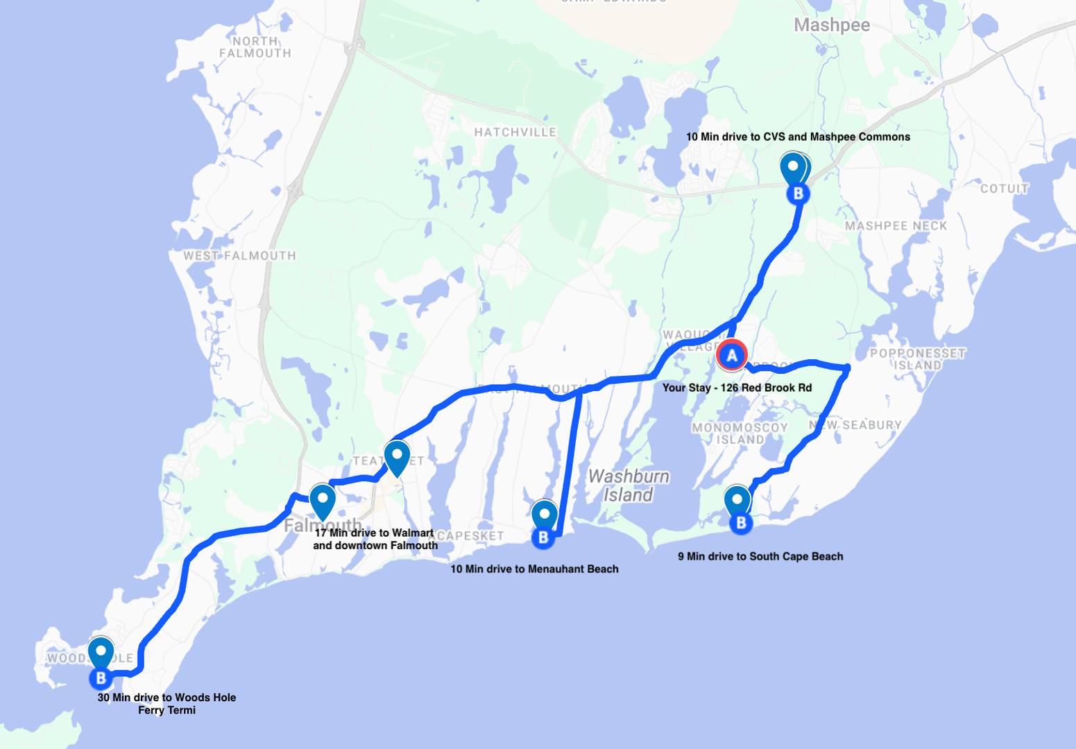 Convenient Cape Cod location with easy access to beaches, shopping, and ferry terminals for island adventures.