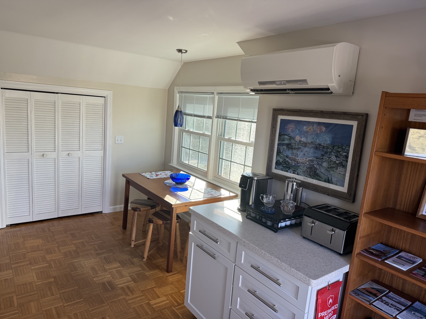 Your stylish kitchen offers modern appliances and a bright dining nook where you can enjoy meals with natural light streaming through.