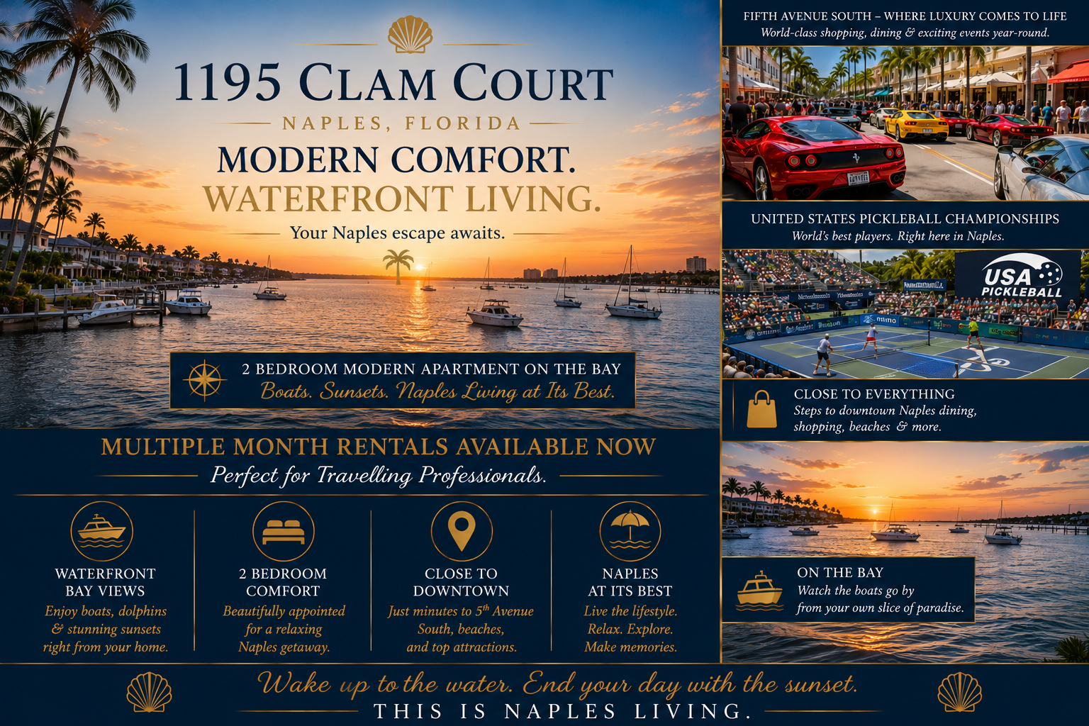 Naples Bay Clam Diggers_ Monthly Waterfront Condo with Private Boat Dock