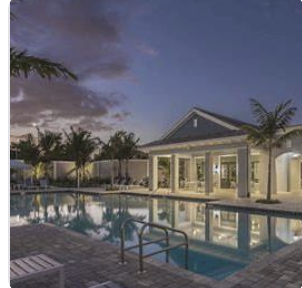 Night view of pool area