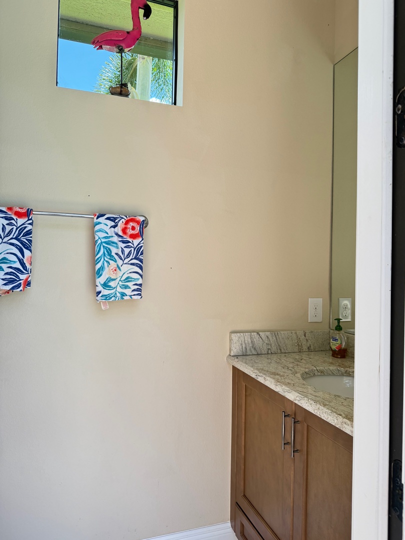 1/2 bath off of pool