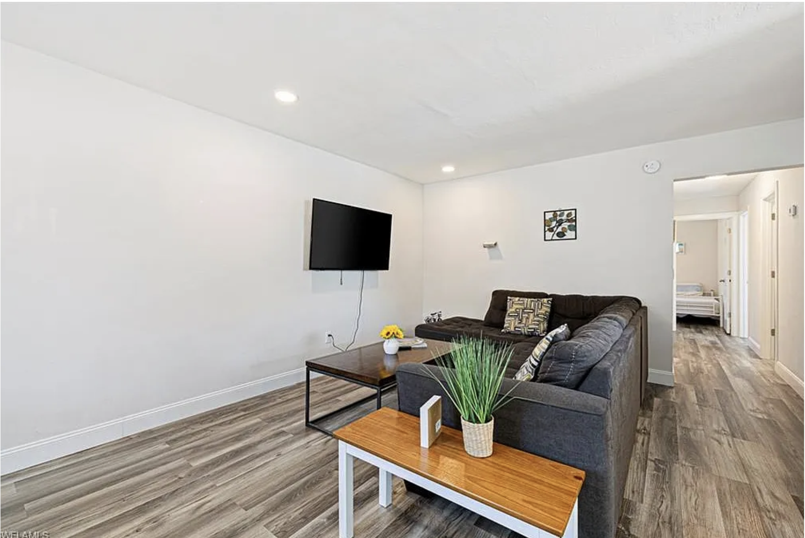 Unwind on your cozy sofa after a day exploring, with plenty of room to stretch out and a TV ready for your favorite shows or movie nights in.