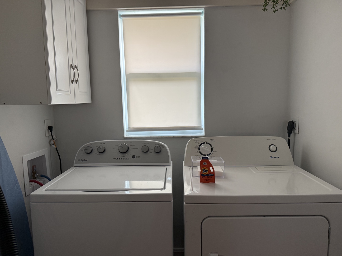 Your dedicated laundry room features a full-size washer and dryer, complete with detergent provided for your convenience during your stay.