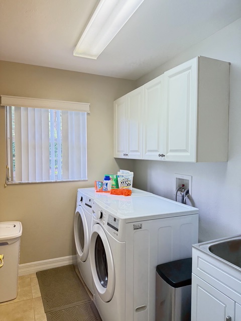 Laundry Room Your dedicated laundry room makes staying fresh effortless with full-size washer and dryer, ample storage, and convenient countertop space for folding.