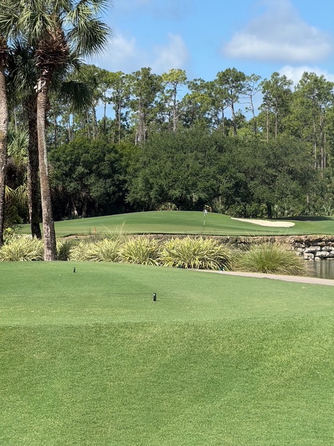The property offers convenient access to a nearby golf course, set among mature trees and native Florida landscaping, for guests who enjoy the sport.