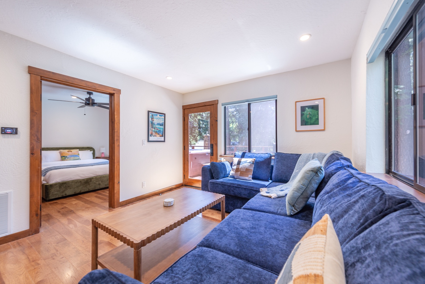 Sink into plush seating in this secondary living room, steps away from the downstairs bedrooms and deck.