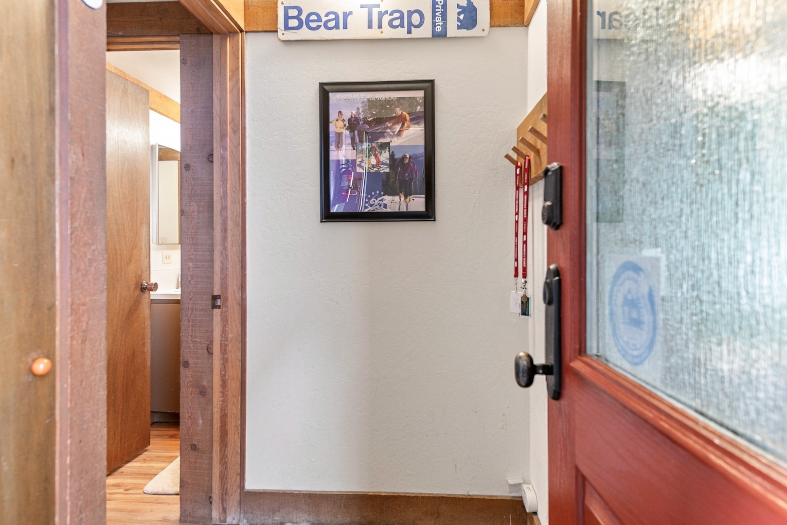 Step into your cozy retreat through this welcoming entrance, where rustic wooden beams and charming local touches set the tone for your mountain getaway.