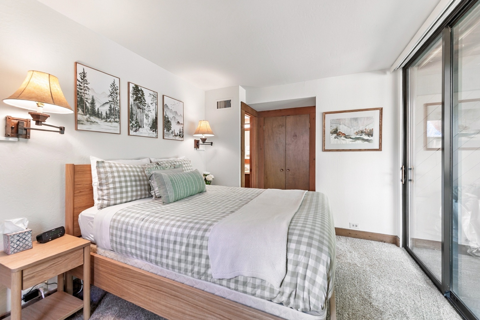 Slip into fresh linens and let the cozy bedding embrace you after a day of adventure. Soft lighting and serene artwork invite you to unwind in your own peaceful retreat.
