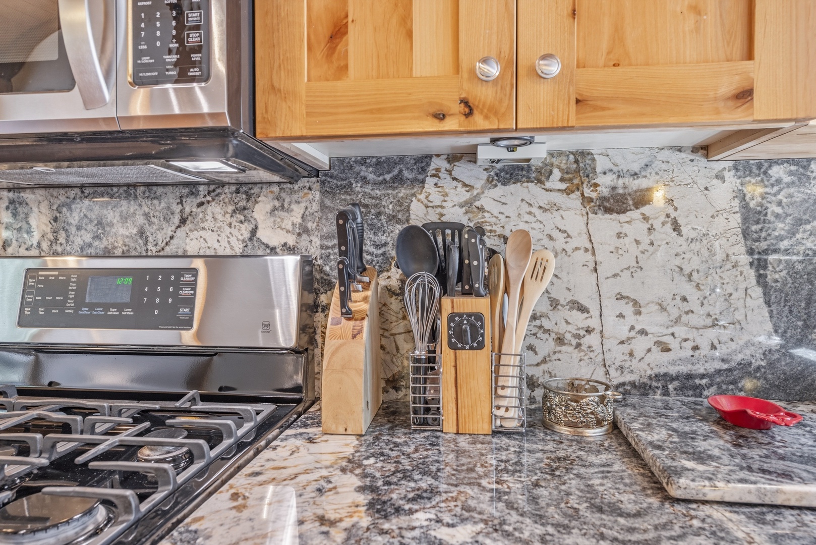 Your fully-equipped kitchen features granite counters, stainless appliances, and all the utensils you need to prepare delicious meals during your stay.