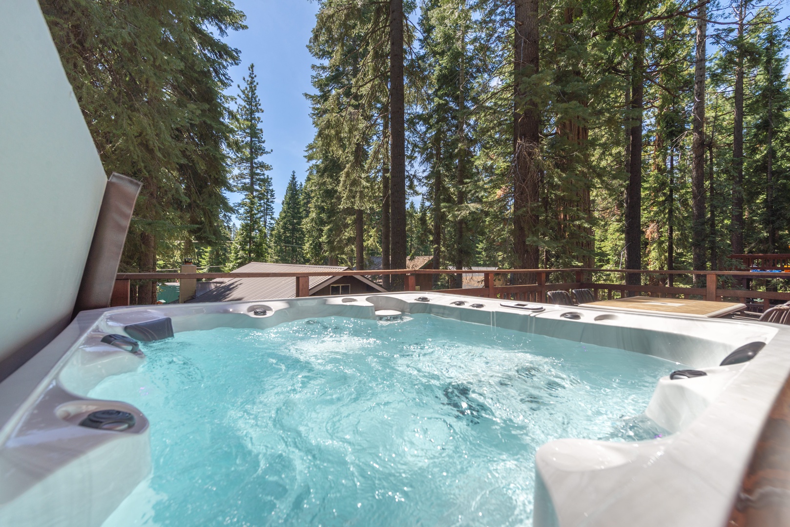 Slip into your private hot tub on the back deck and relax in the crisp forest air.