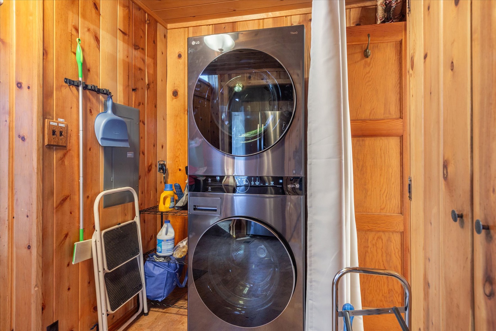 Your stay includes convenient laundry access with modern stacked washer and dryer.