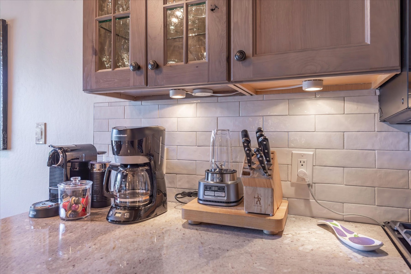 Enjoy premium appliances, ready for brewing your morning coffee or preparing meals during your stay.