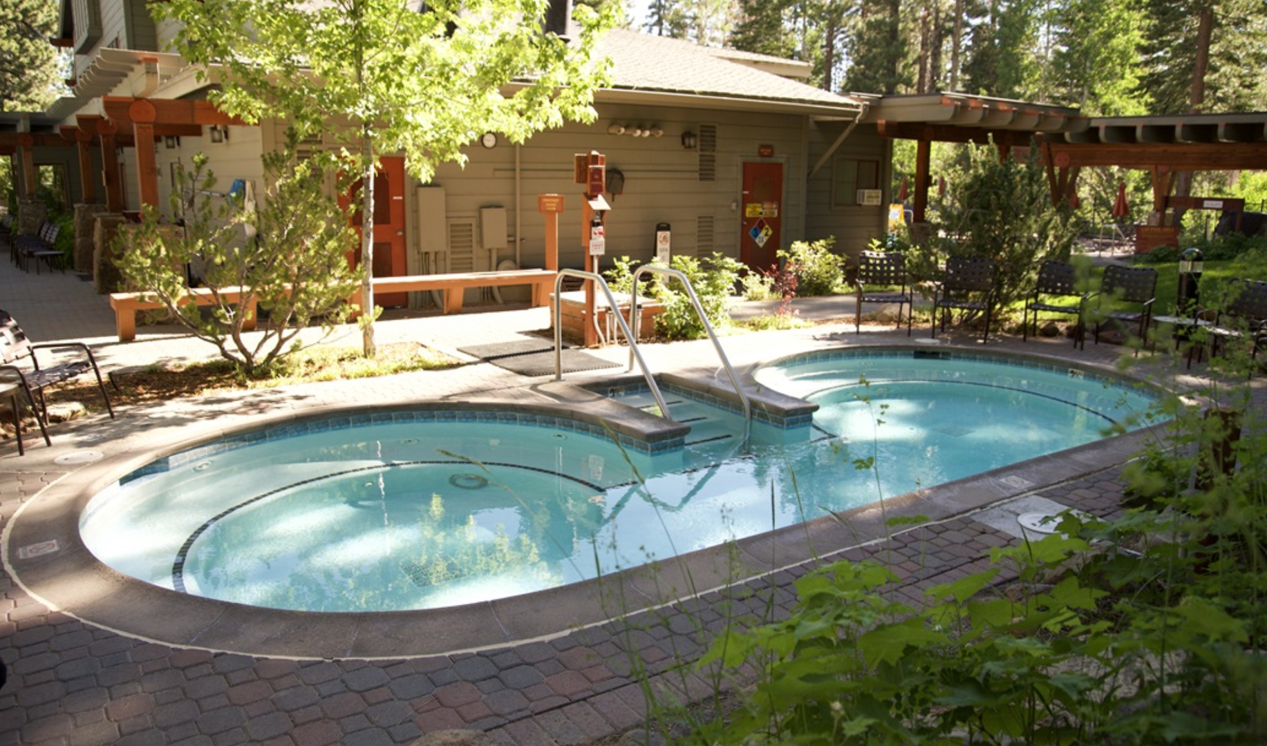 Enjoy a soak in the tranquil outdoor hot tubs at the NPOA rec center.
