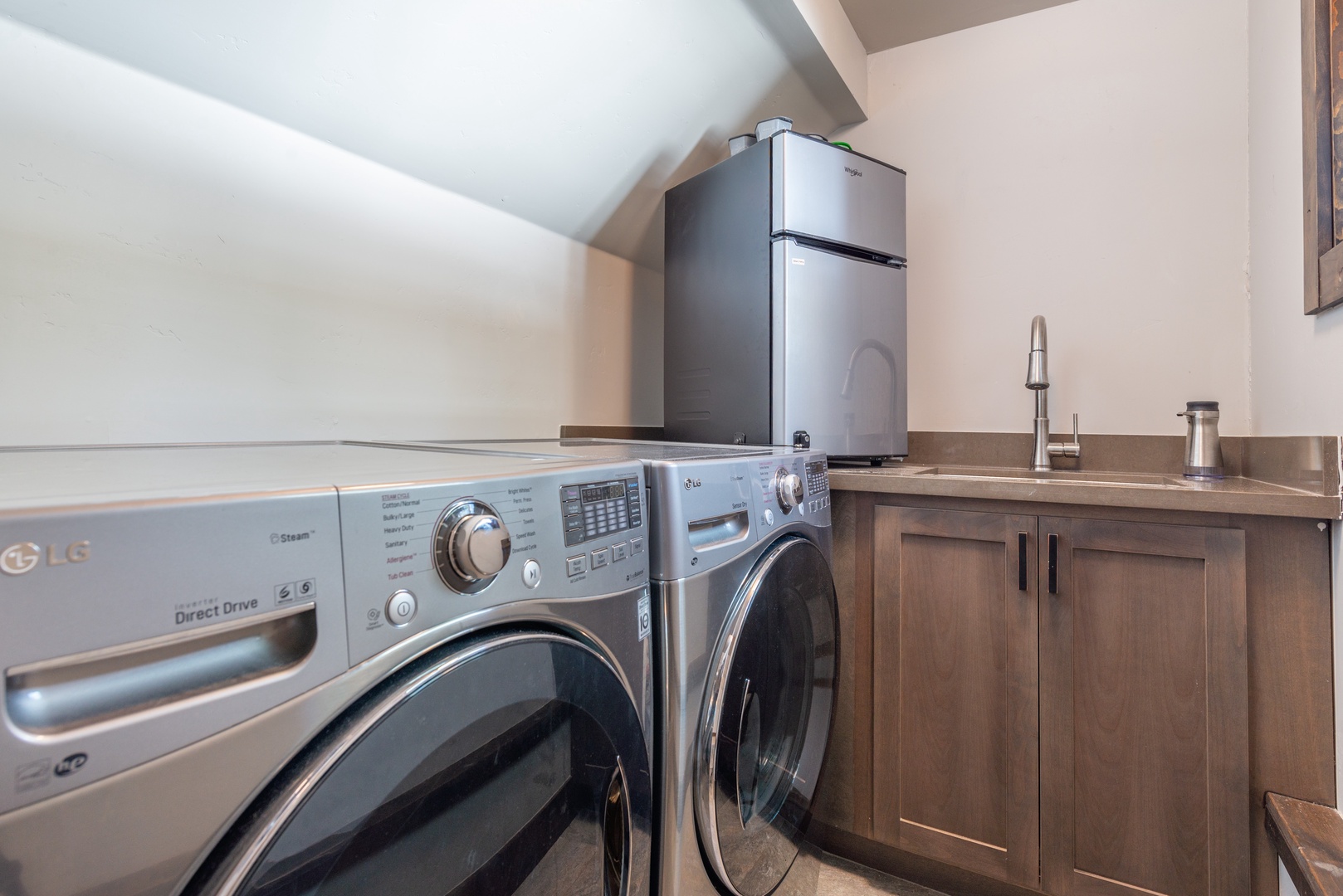 Your dedicated laundry room features full-sized washer and dryer plus a convenient sink for all your vacation clothing needs.