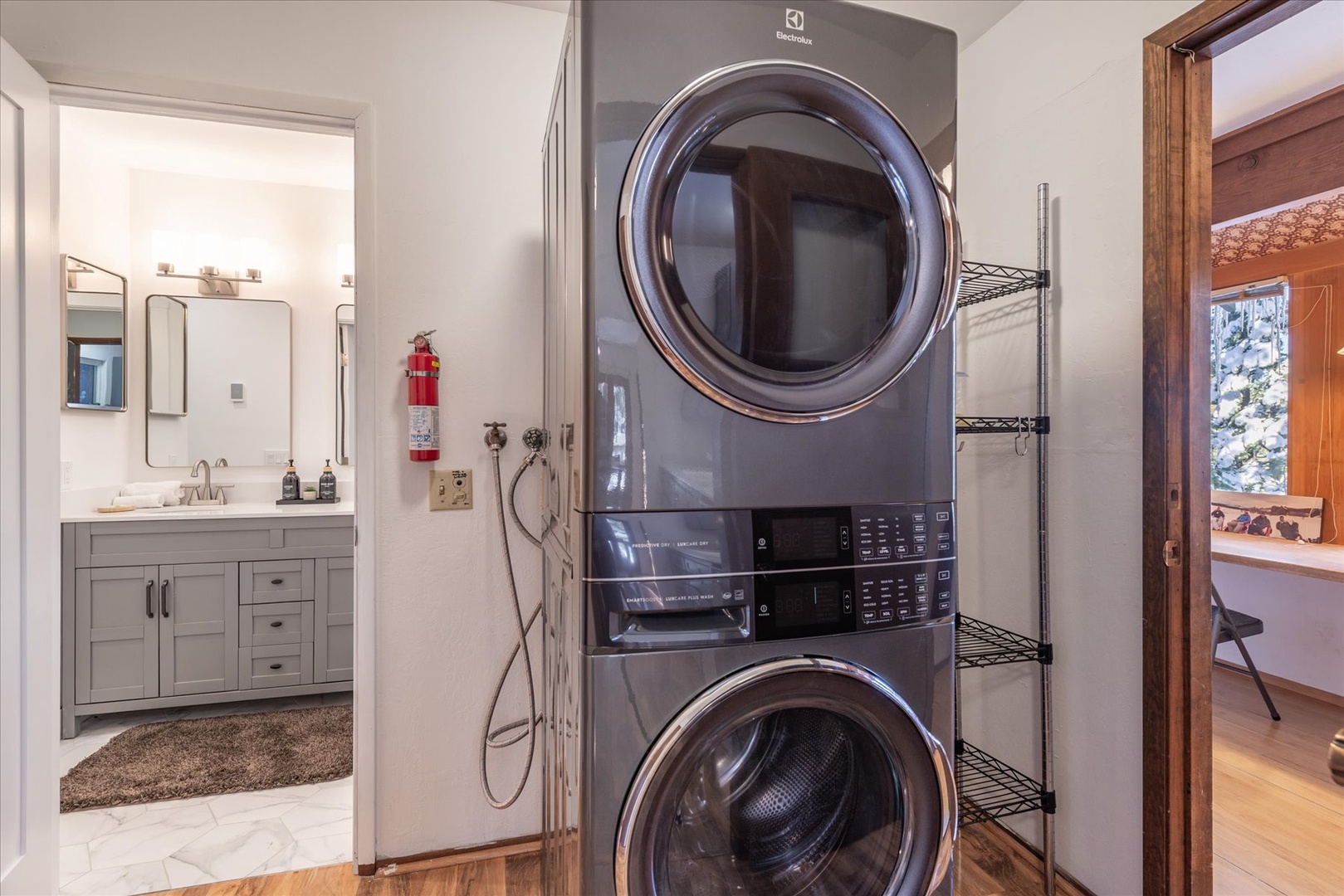 Your private laundry alcove features a full-size washer and dryer, making extended stays effortless and comfortable.