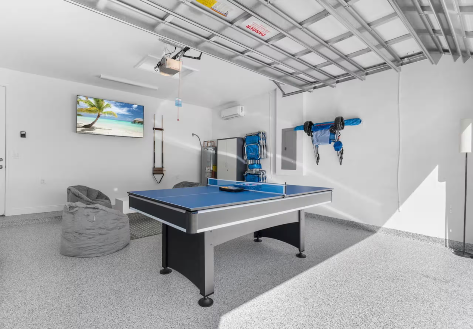 Challenge the family to a friendly ping-pong match in your private game room, equipped with a tournament-quality table and all the gear you need for hours of fun.