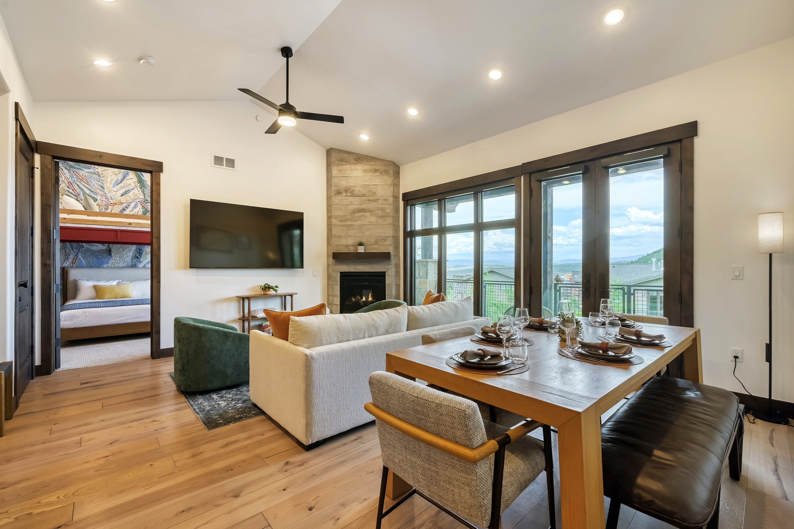 Imagine cozy evenings by the fireplace, morning coffee with breathtaking mountain vistas, and spacious living areas where your group can gather and relax together.