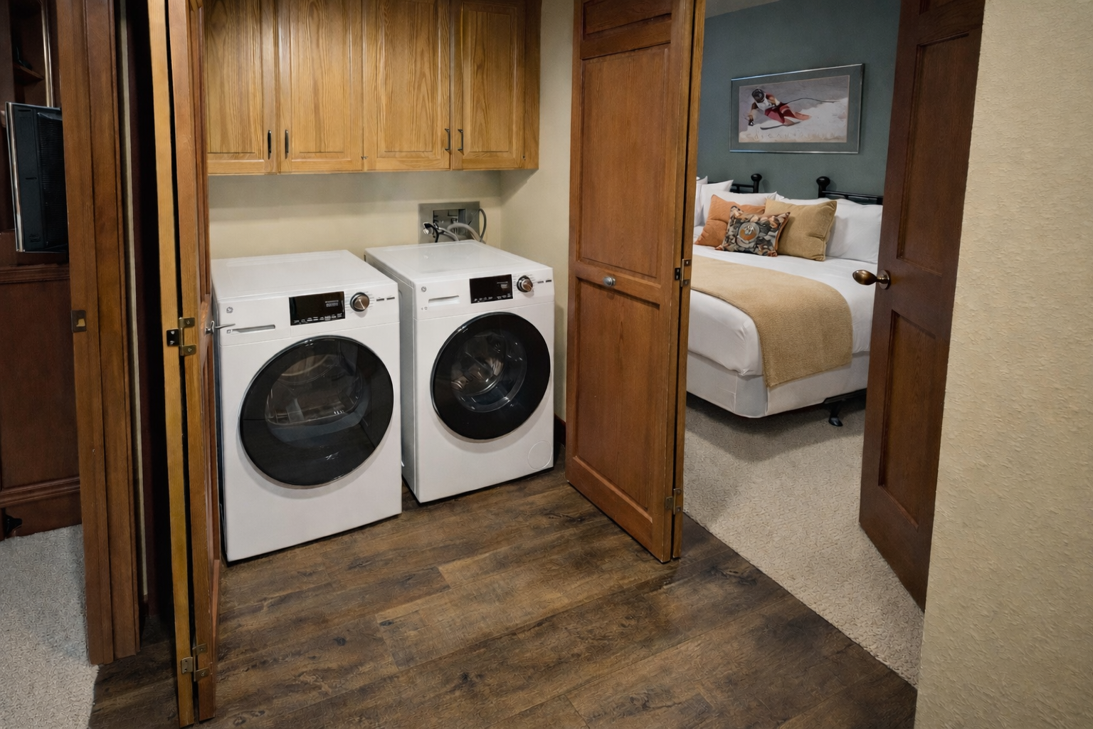 Your private laundry alcove features full-size washer and dryer, keeping your vacation wardrobe fresh and ready for every adventure.