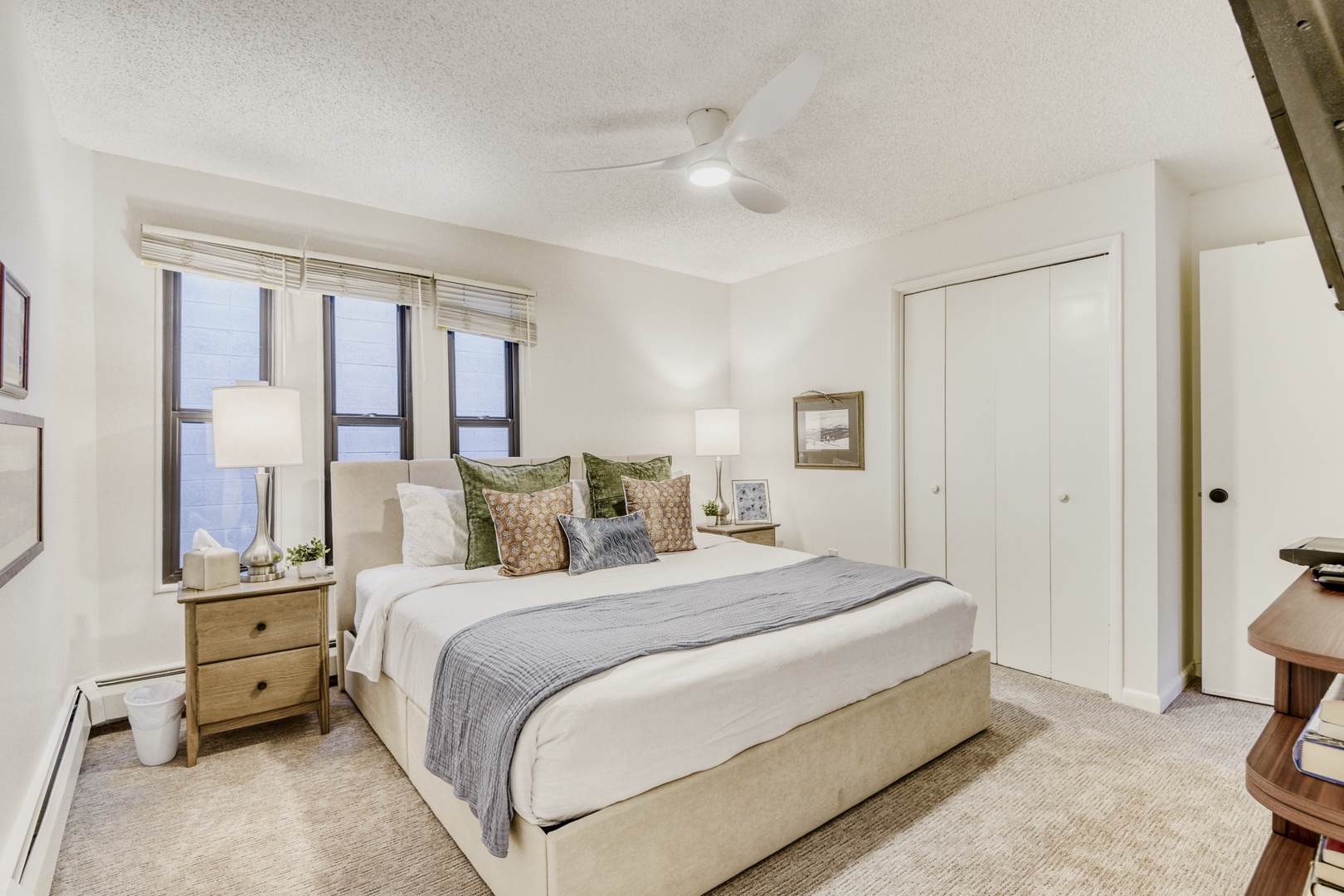 Drift into peaceful slumber in your beautifully appointed bedroom with plush linens, natural light, and thoughtful touches for ultimate comfort.