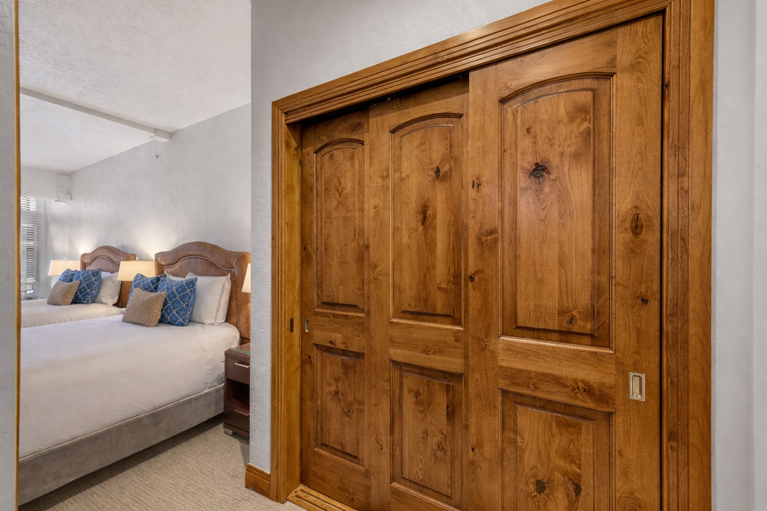 Settle into your comfortable twin bedroom with crisp linens, elegant décor, and thoughtful touches that promise a restful night's sleep.