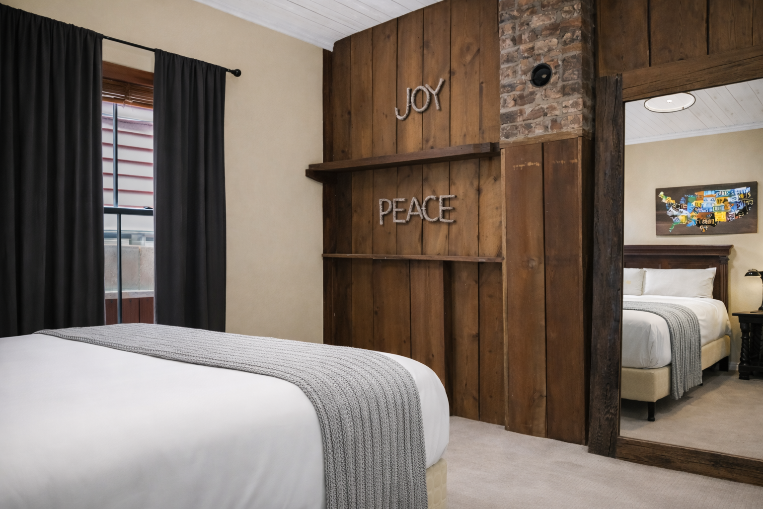 You'll love the rustic charm of this room with reclaimed wood accents and thoughtful details that create a warm, peaceful retreat.