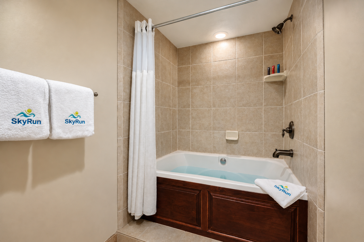 Slip into the soaking tub after a day of adventure—plush towels, warm tile, and a rainfall showerhead await your arrival.