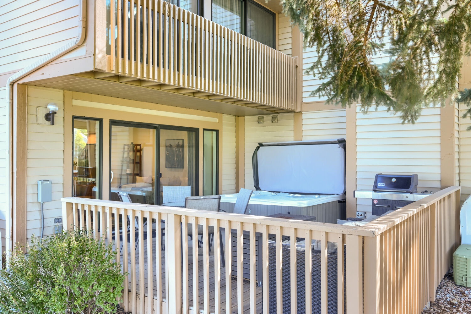 Balcony view with full size Jacuzzi